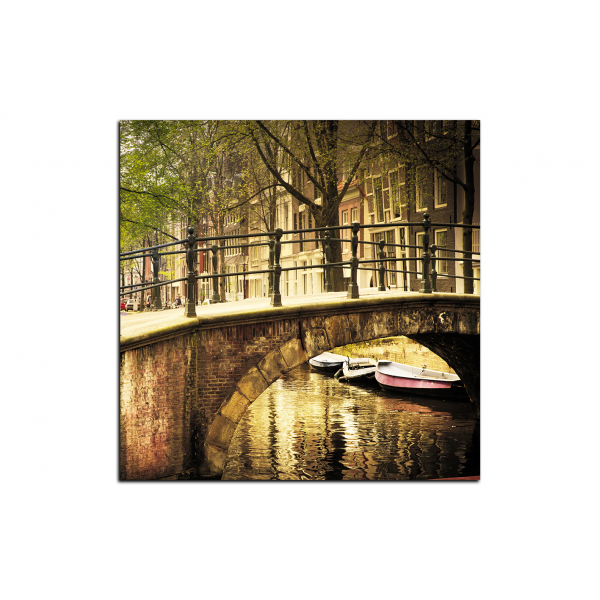 Obraz na plátně - Romantický most přes kanál - čtverec